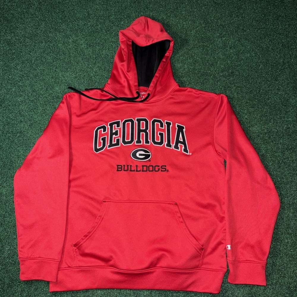 Men's Georgia Bulldogs Red Hoodie Embroidered Size Medium S8 - Picture 1 of 7